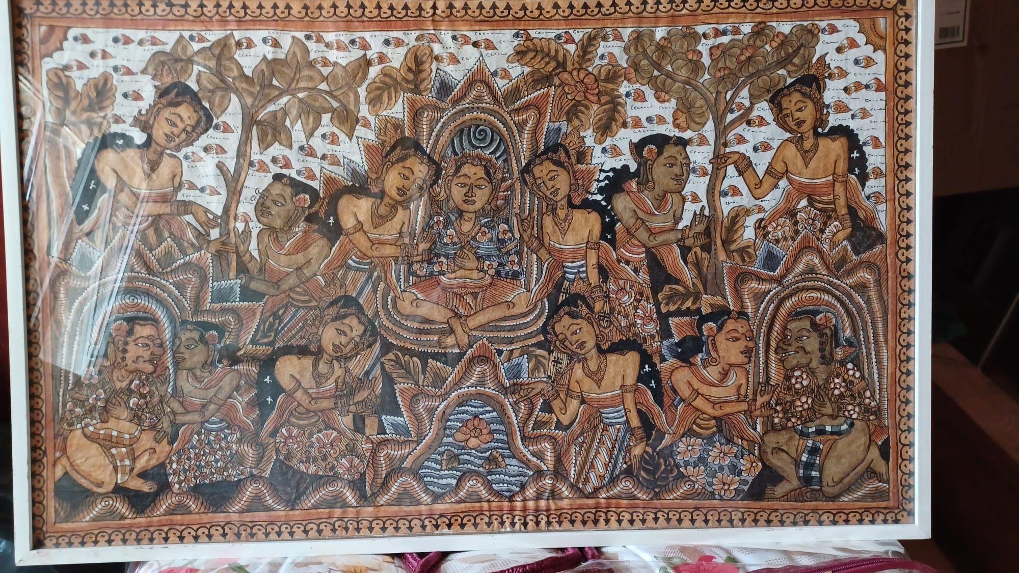 Tablou pictat pe mătase tablou tema  indiana