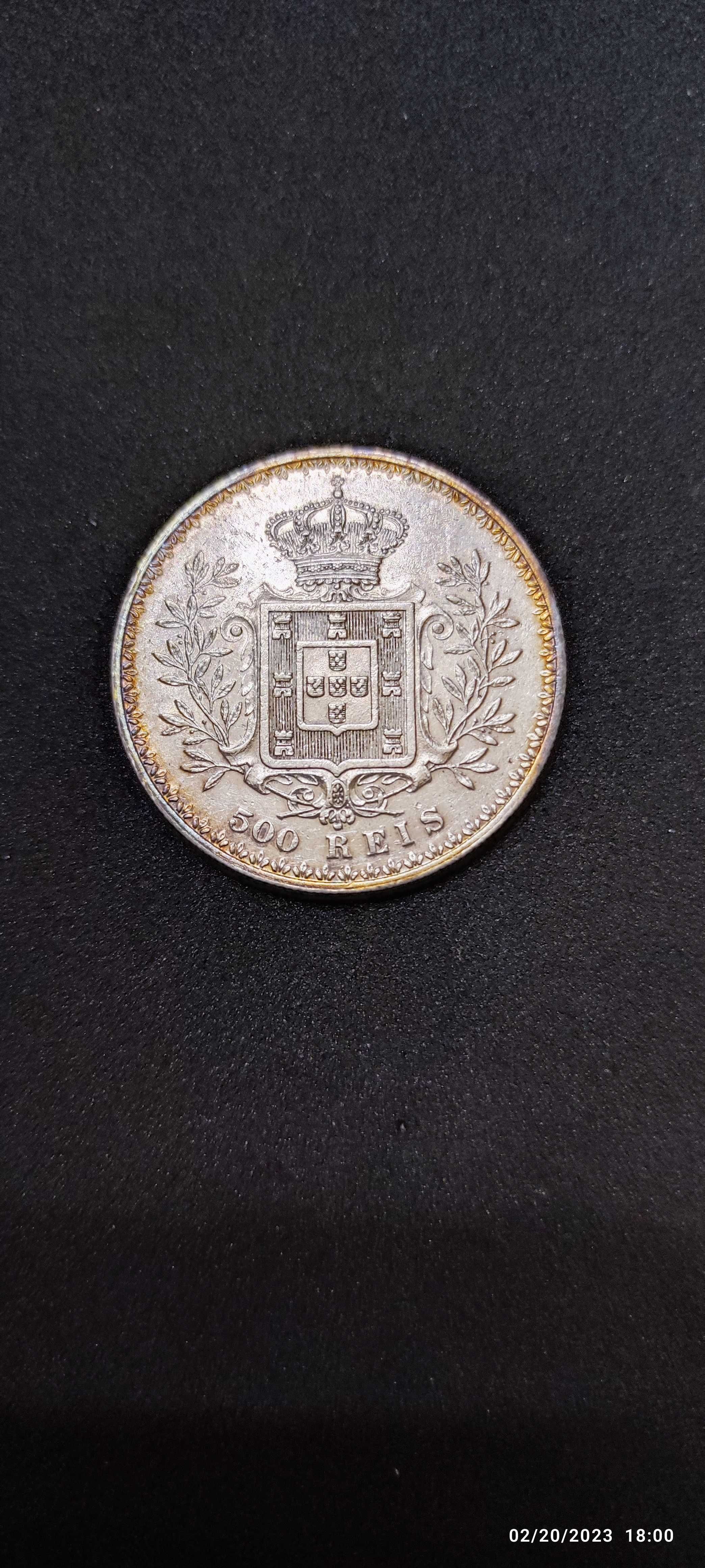 Moneda argint 500 Reis, PORTUGALIA, 1899