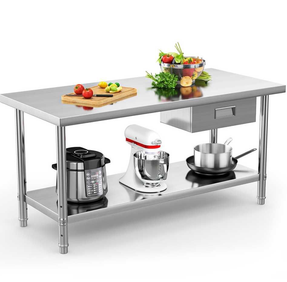 Masa inox 90-120-140-160-180-200cm cu polita SUPER CALITATE mese noi