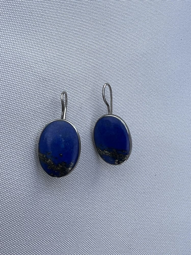 Cercei vintage din argint si lapis lazuli