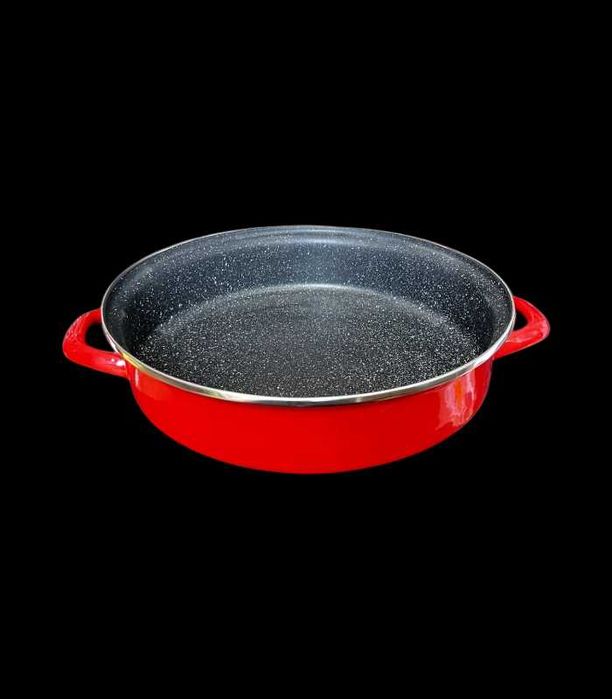 Тава кръгла с дръжки емайлирана с мраморно покритие