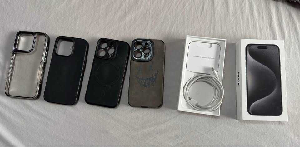 Оригинален USB кабел, кутия и кейсове за Iphone 15 pro