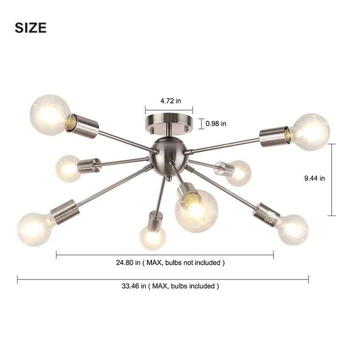 Lampă de tavan Nichel Modern Candelabru cu 8 lumini
