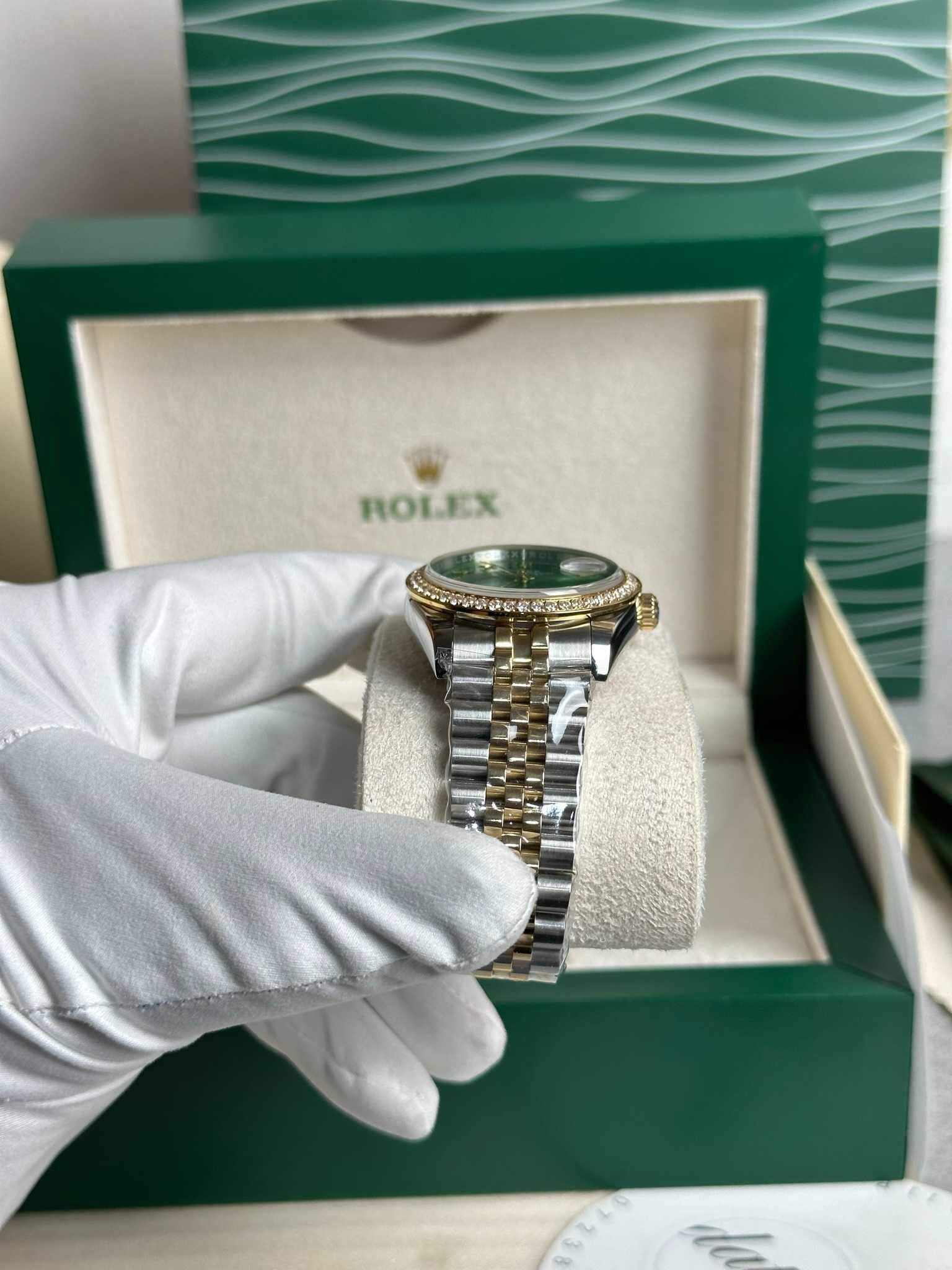 Rolex Datejust 36 Yellow GoldSteel Olive Green Roman Diamind 126283RBR