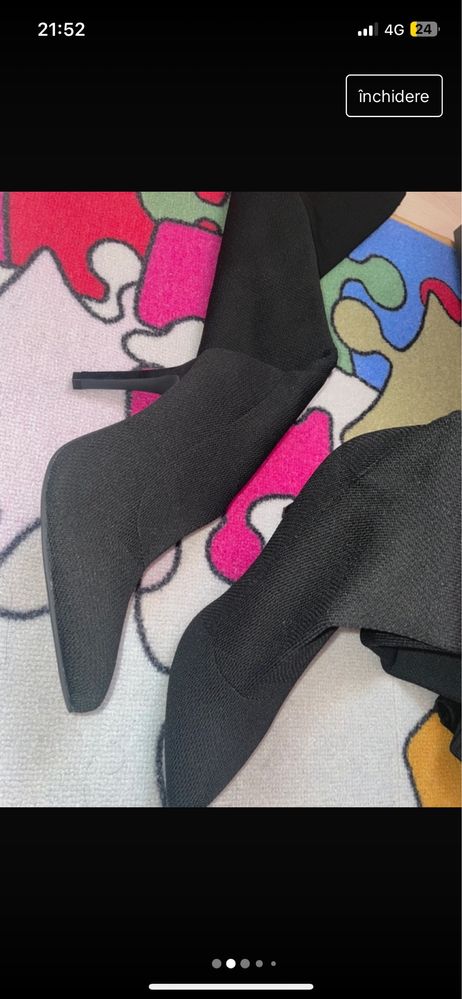 Cizme peste genunchi din mat textil