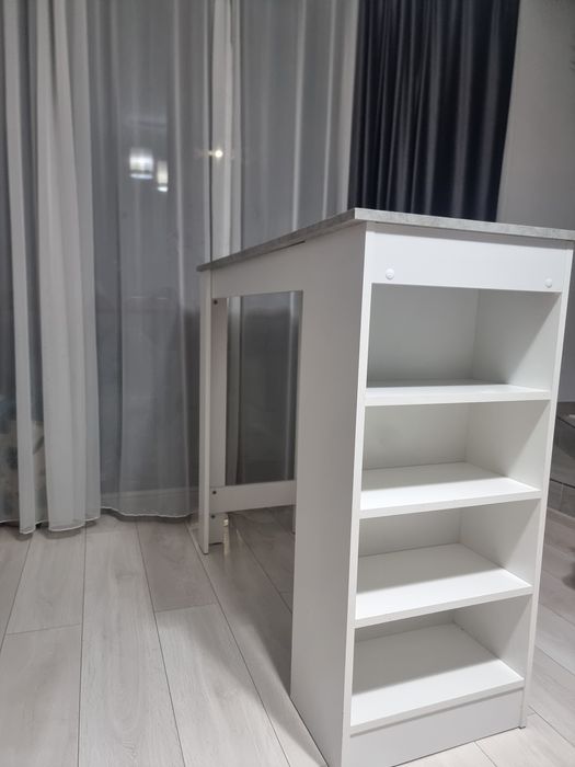 Set bar modern – masă cu rafturi + 3 scaune confortabile