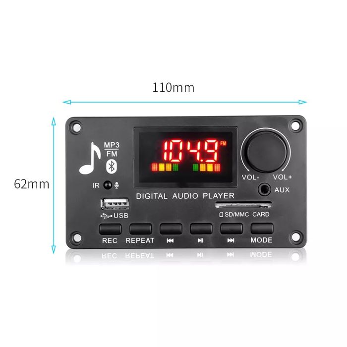 Mp3 player DC 7V-26V, 2*40W, Bluetooth 5.0 ,Sd, USB,Mic,папки,AUX