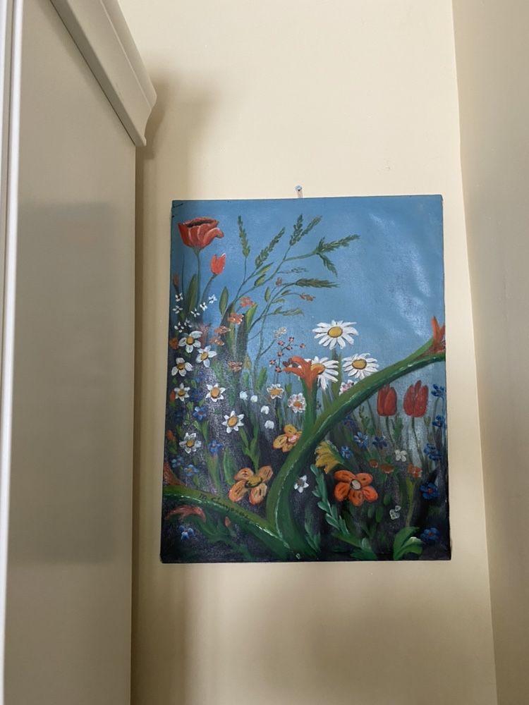 tablou-semnat-"Flori de camp"(realizat in anii'80), 52x40 cm
