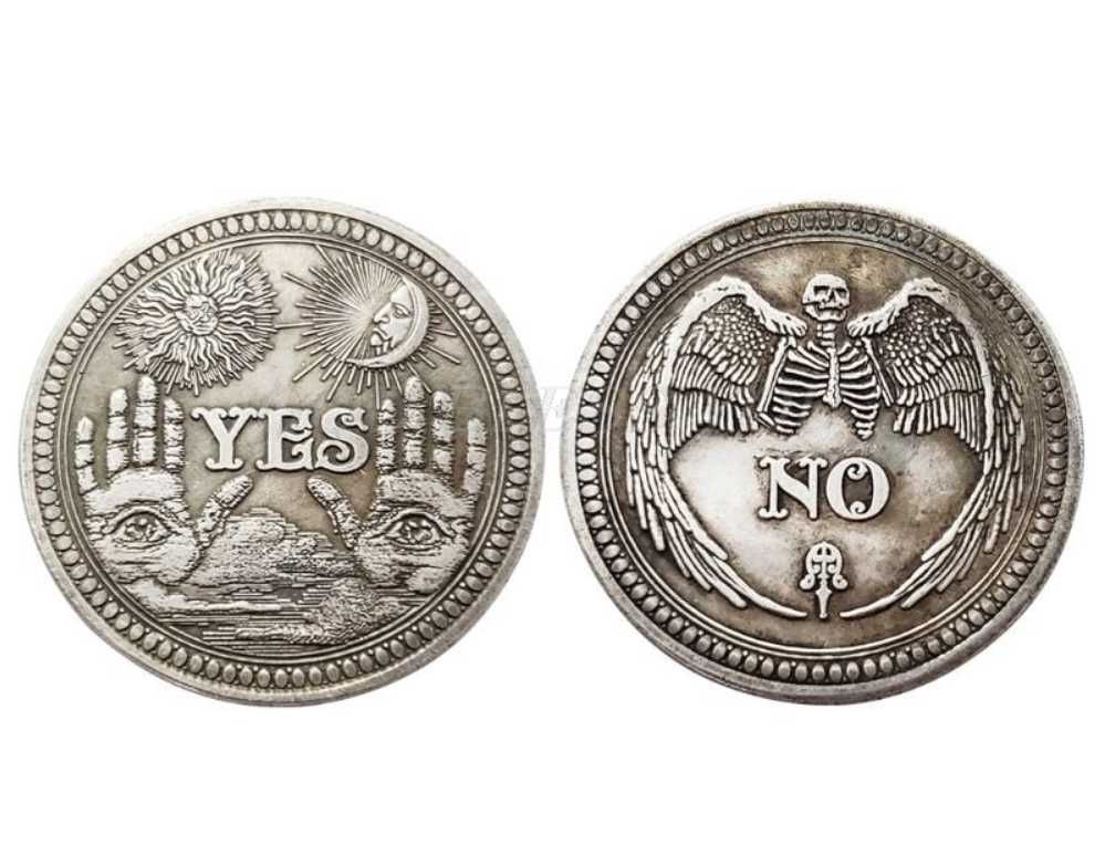 Голяма таро гадателска монета Да/Не Yes/No coin, Ф3,8см, цинкова сплав