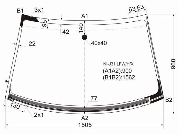 Стекло лобовое с обогревом щеток NISSAN TEANA 03-08/MAXIMA (сингапур.)