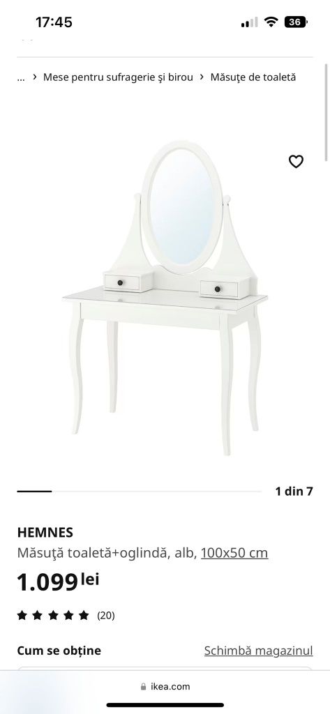 Măsuță de toaletă Hemnes IKEA