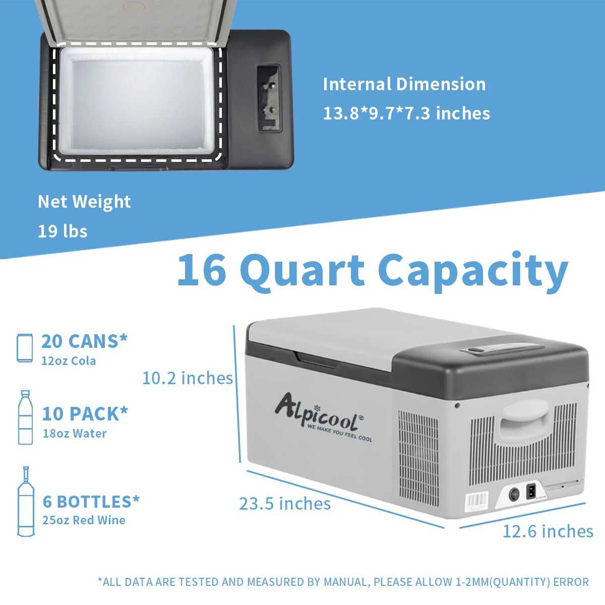 Alpicool C15 хладилник / фризер за кола – 15L компресорен 12/24V 220V