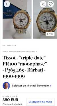 Ceas Barbatesc Quartz Tissot triple calendar moonphase Gold/Steel