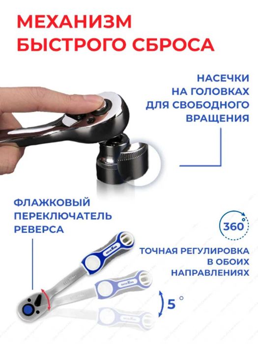 Набор инструментов с ключами и трещоткой, , предметы с кейсом