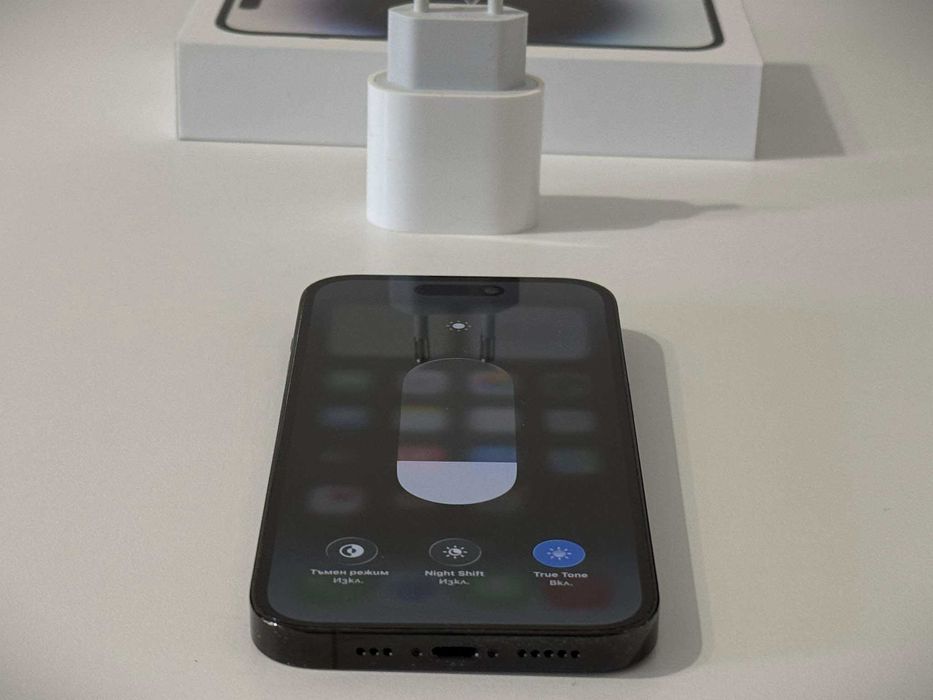 Бартер! iPhone 14 Pro 256GB Space Blacк (Черен)+ Адаптер и Кейс! Е-Sim