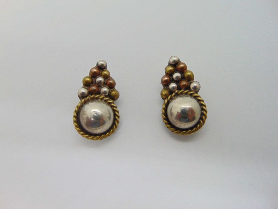 Cercei clips din argint si alama Mexic