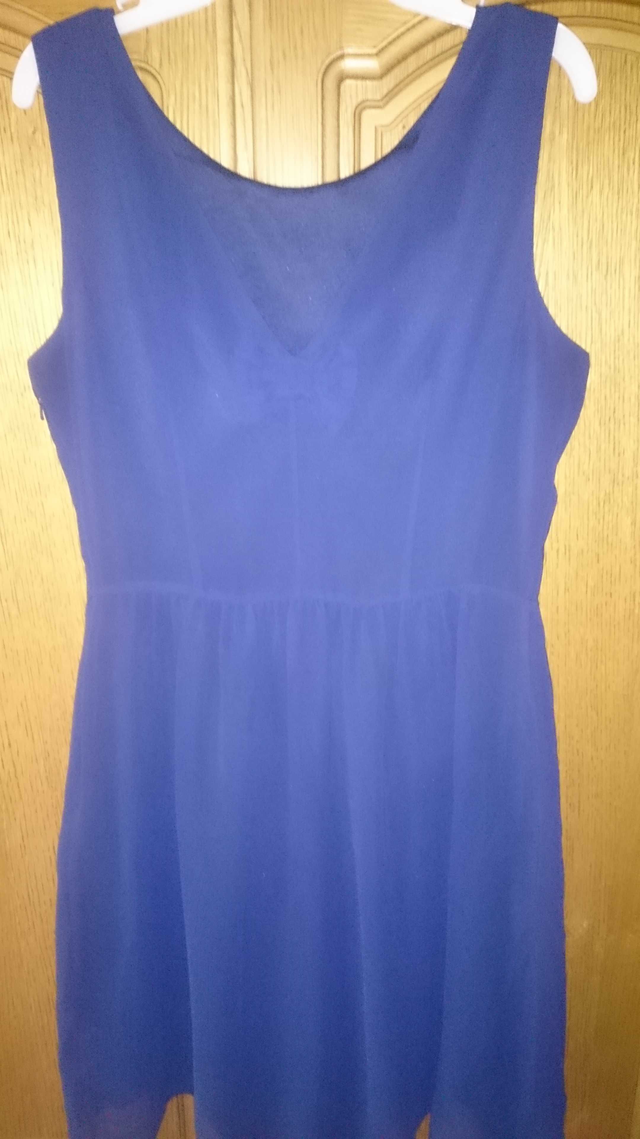 Rochie voal dublu bleumarin