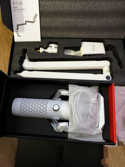 Kit microfon gaming ASUS ROG CARNYX White + brat Fifine BM88 White