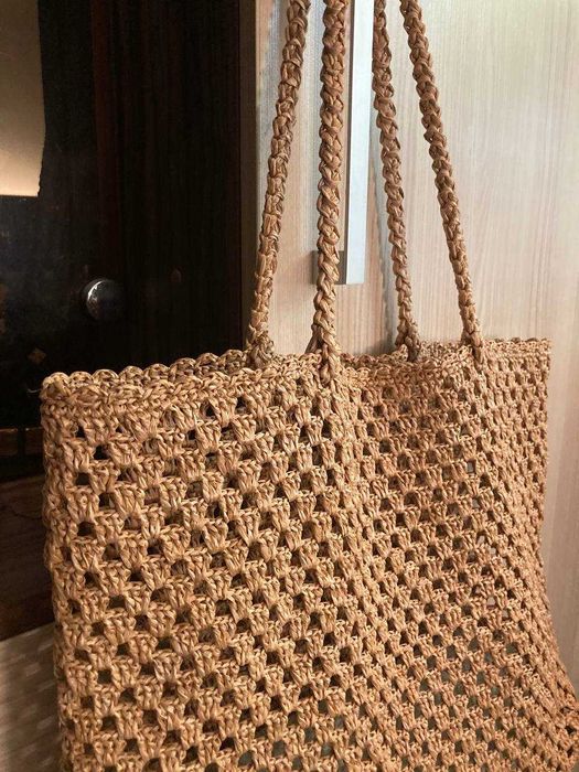 Сумка пляжная летняя вязанная