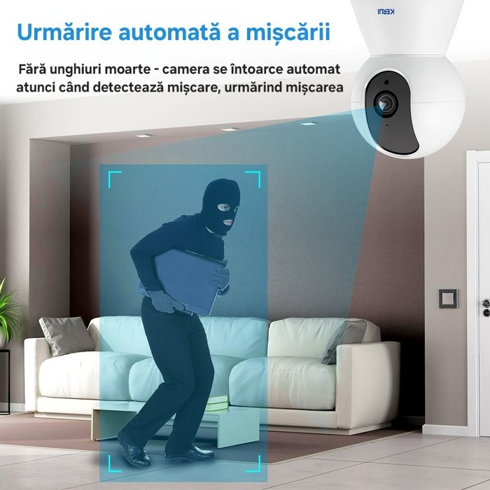 Cameră WiFi Tuya. Urmărire mișcare. Pan-Tilt-Zoom. Audio-Video. HD.