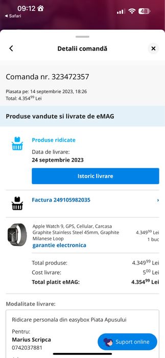 Apple watch 9 GPS silver Stainess Steel 45mm CELLULAR