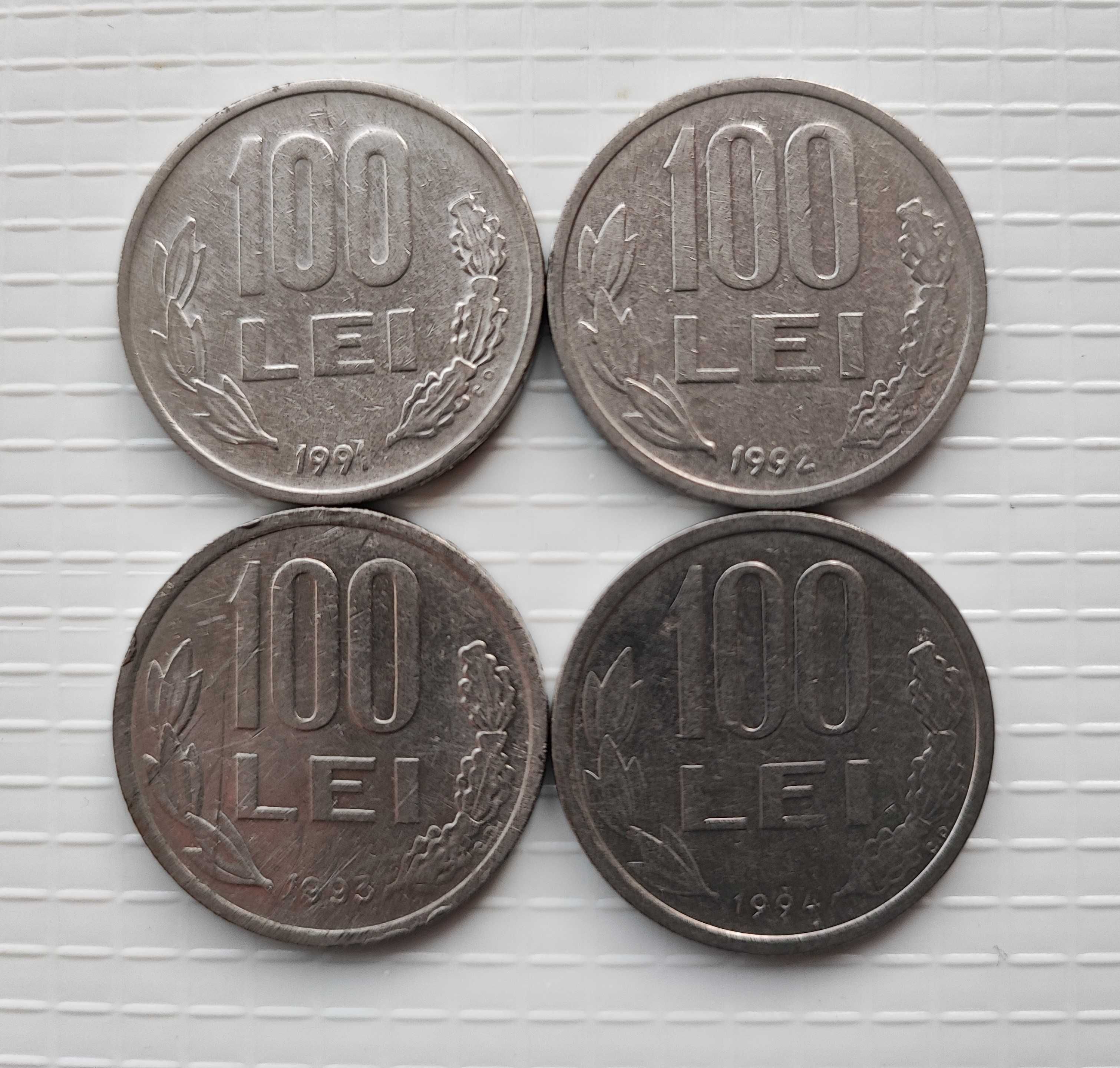 Monede 100 lei din anii 1991, 1992, 1993, 1994