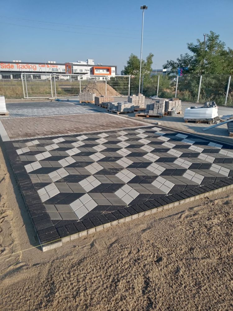 Pavaj 3D grosime 6 cm gri,antracit si alb