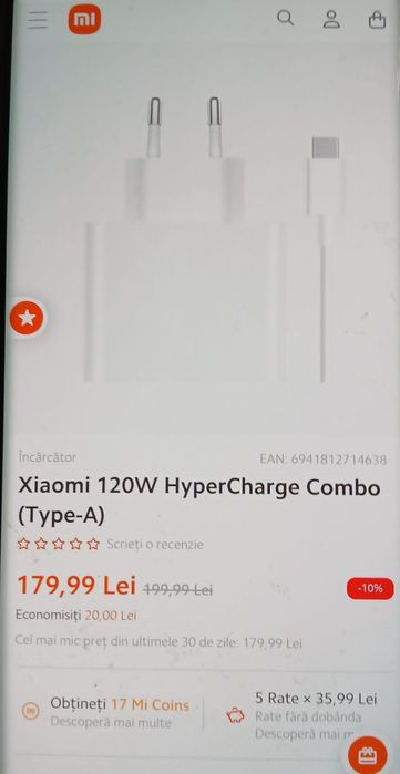 Incarcator xiaomi 120W HYPER CHARGE Combo