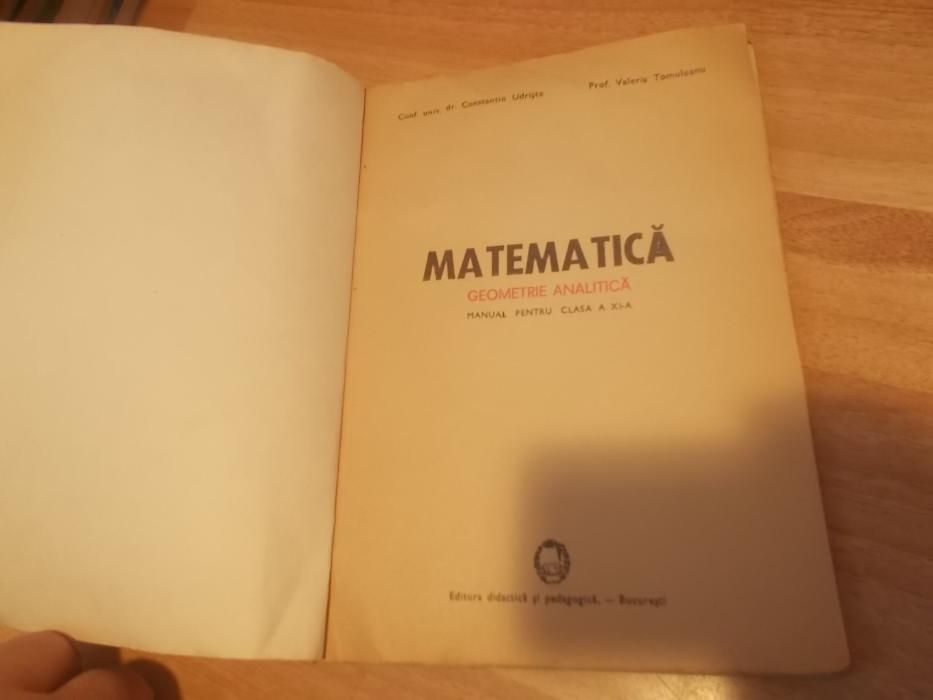 Matematica, geometrie analitica, manual pt cl XI