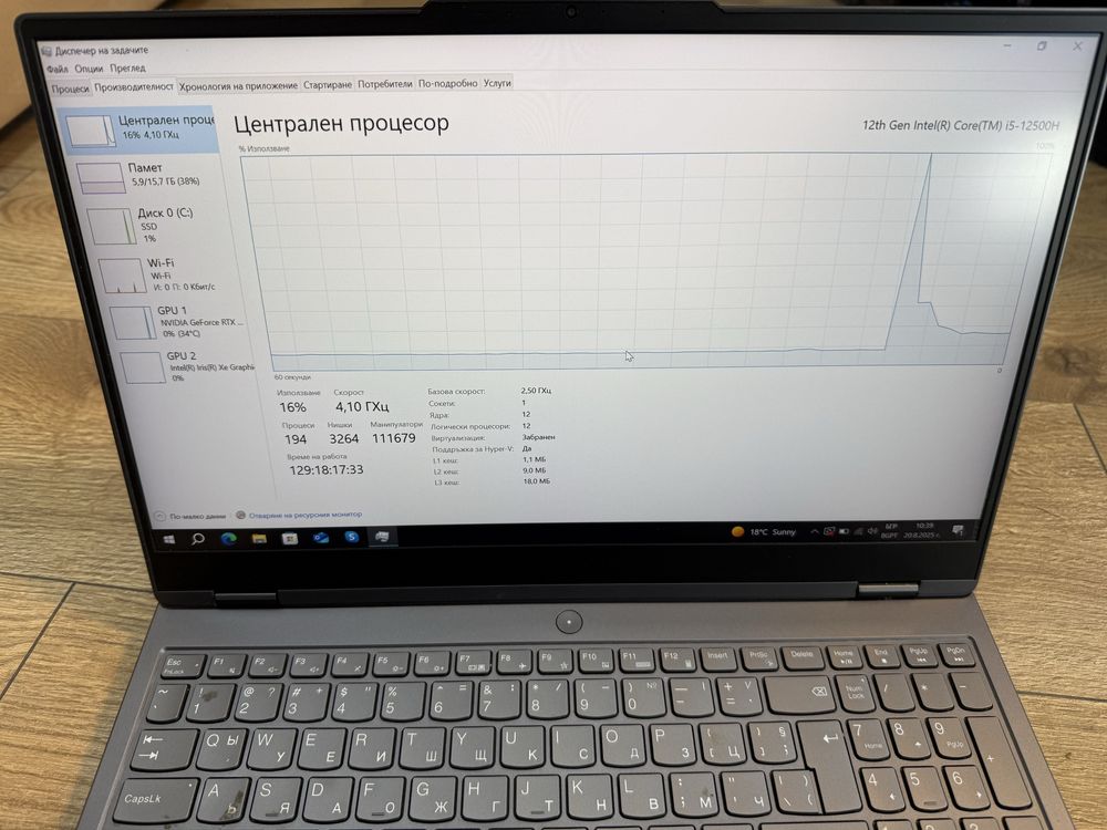 Лаптоп Lenovo legion 5 15IAH7 Rtx 3050ti Перфектен!