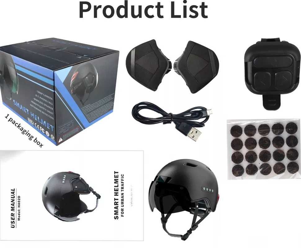 Casca ciclism atv moto scuter schi Bluethoot 5.0 Camera full HD  LED