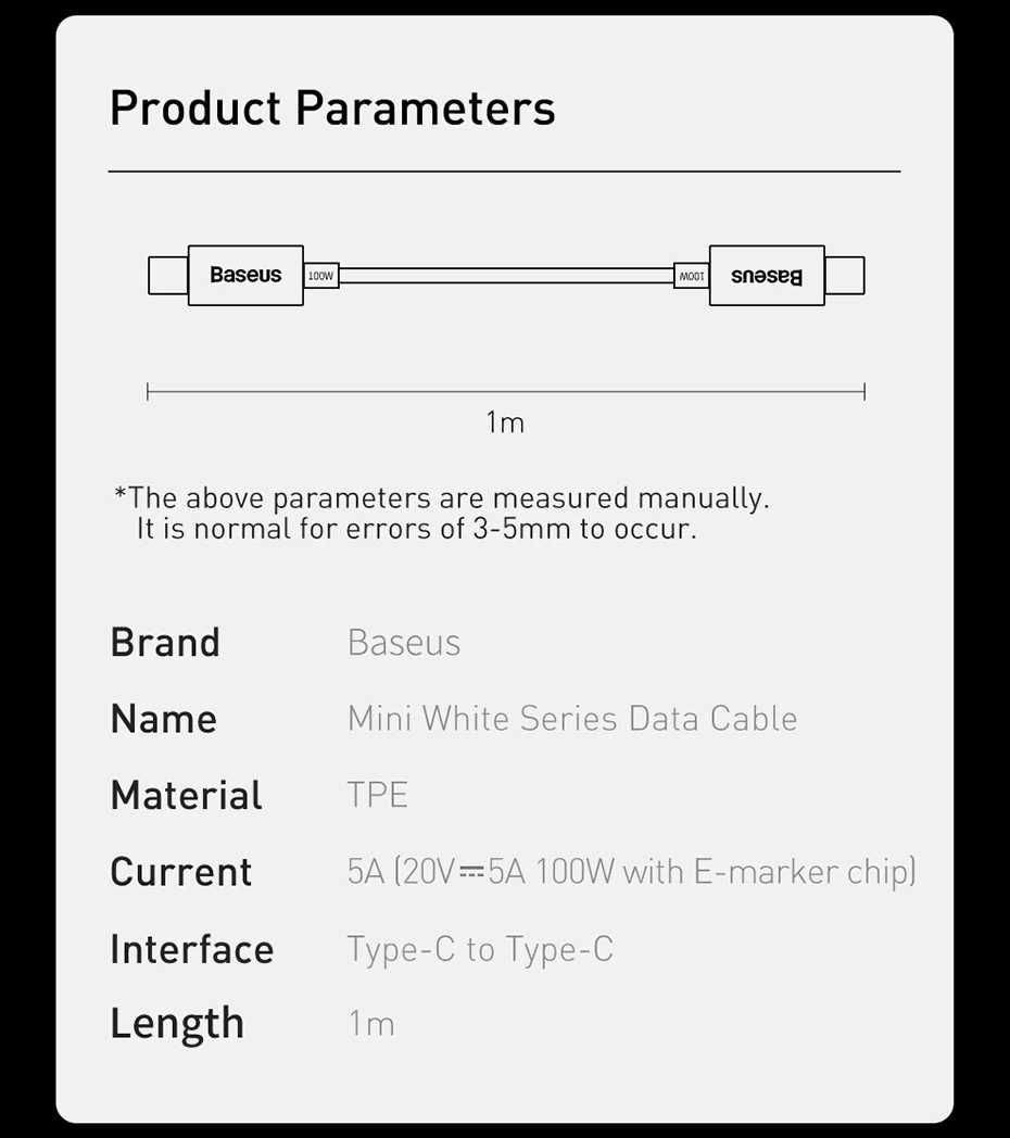 Baseus GaN3 Pro 65W Fast Charger 2C+U Three Ports With 100W Cable