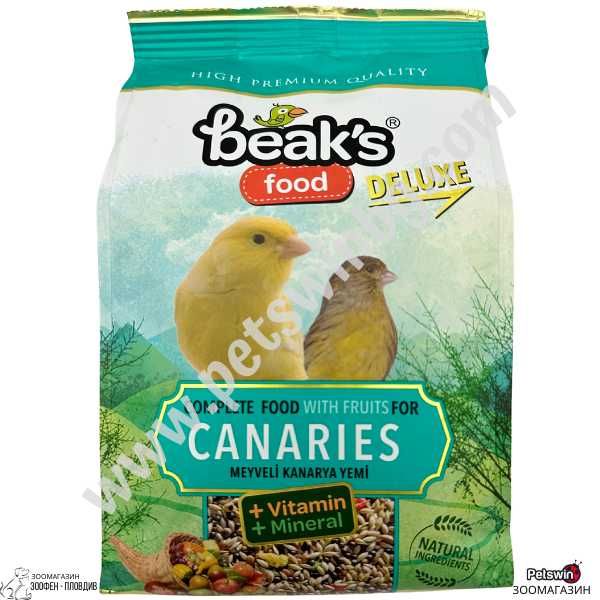 Пълноценна храна за Канарчета- с Плодове- 400гр.-Deluxe Canaries-Beaks