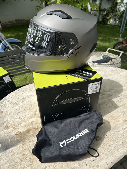 Casca moto Course marimea S argintie