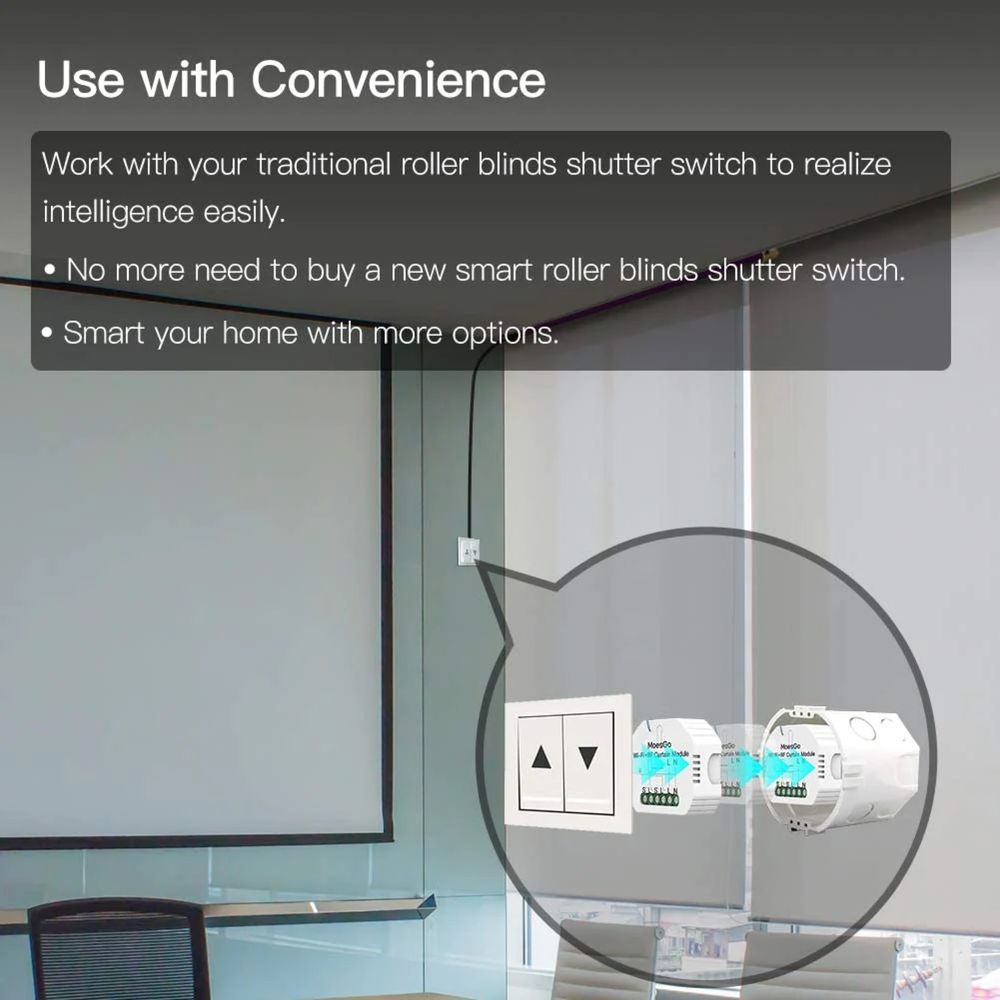 Превключвател за щори, MOES GO WiFi+ RF 433