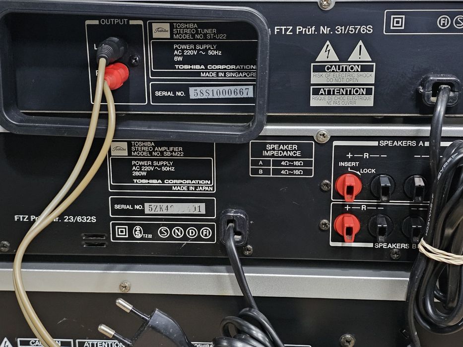Linie audio TOSHIBA deck pc-g22, amplificator sb-m22, tuner st-u22