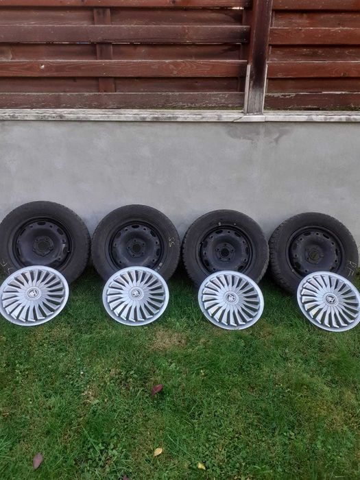 Jante Skoda Fabia 5x100 cu cauciucuri iarna185\60\14 si capace