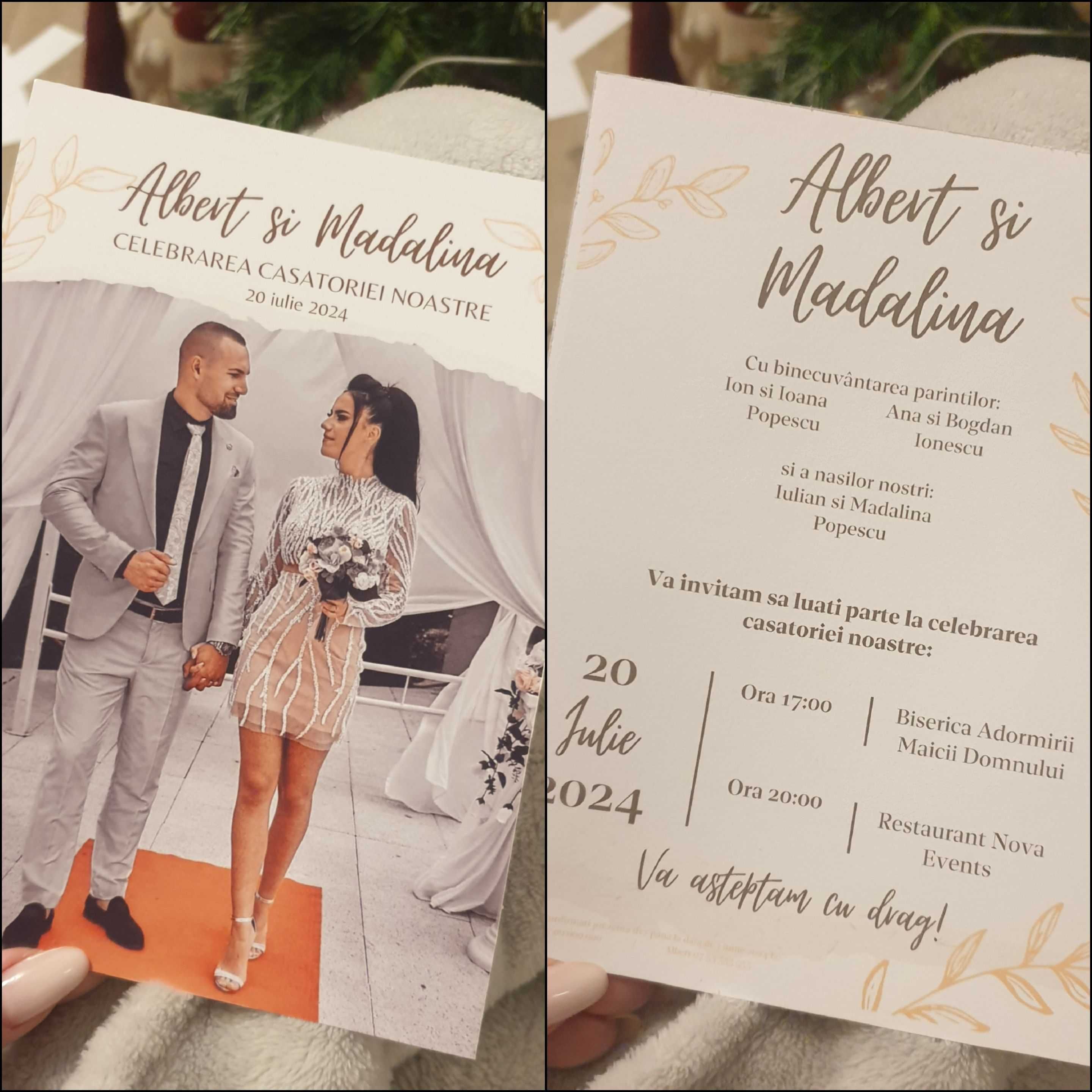 Invitatii nunta, botez, plicuri dar personalizate, meniuri, flyere