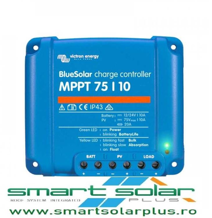 INCARCATOR SOLAR 12V 24V 10A Victron Energy BlueSolar MPPT