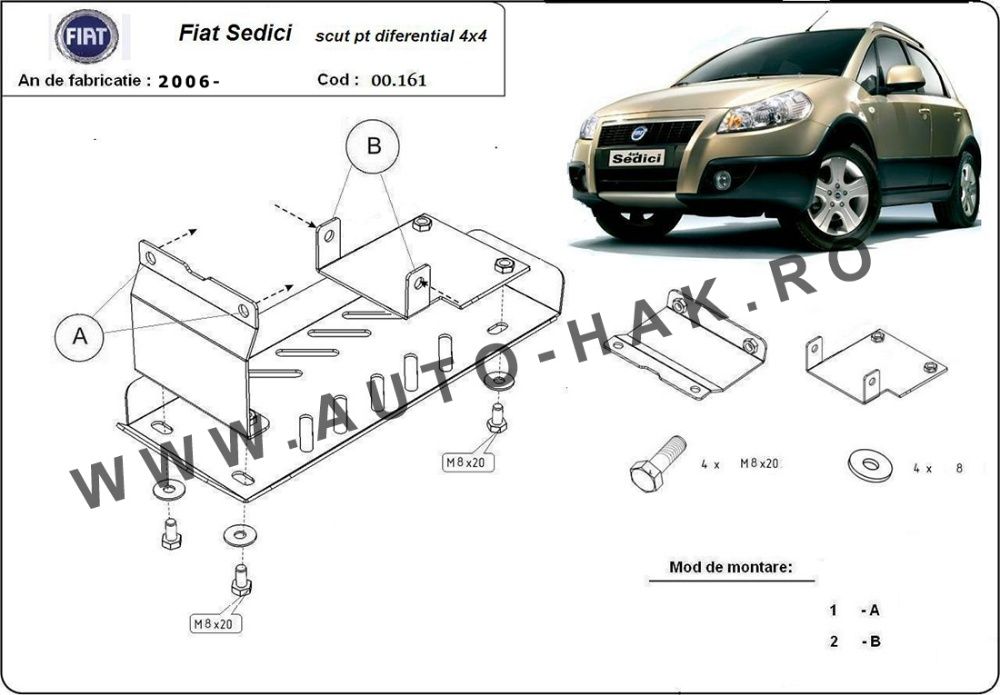 Scut metalic pentru diferential Fiat Sedici 2006-prezent