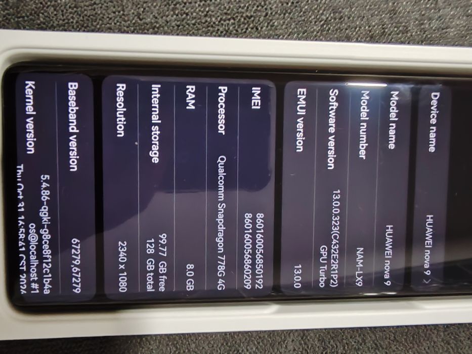 „Huawei Nova 9 (NAM-LX9) – 8 GB RAM, 128 GB, stare excelentă”