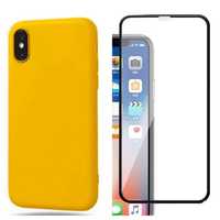 Iphone X XS - Husa Silicon Alcantara pe Interior + Folie Sticla