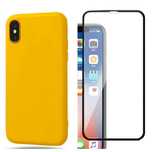 Iphone X XS XR XS MAX Husa Silicon Alcantara Interior + Folie Sticla