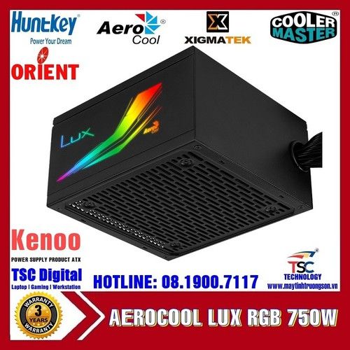 захранване AeroCool PSU LUX RGB 750W ,RGB Addressable Bronze 88 % Нов