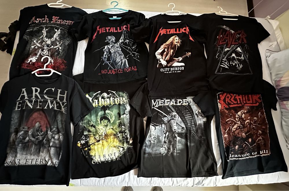 Метъл тениски на групите Arch Enemy, Metallica, Megadeth, Sabaton и др