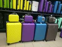 пътнически куфар+авио чанта лек здрав 100%ABS 55/39/20 4ри колела 360°