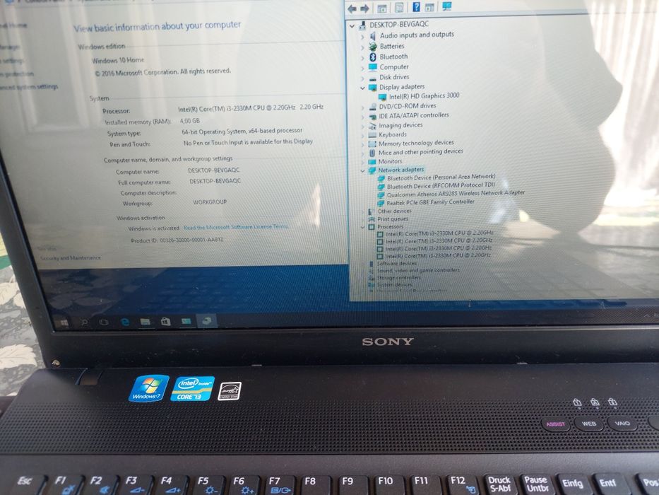 Laptop Sony Vayo i3