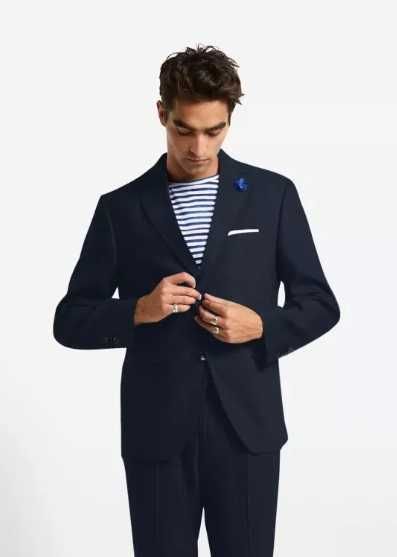 Sacou blazer slim 48 M premium Strellson lana tesatura fina navy