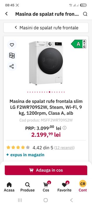 Vând mașină de spălat LG Smart aproape nouă