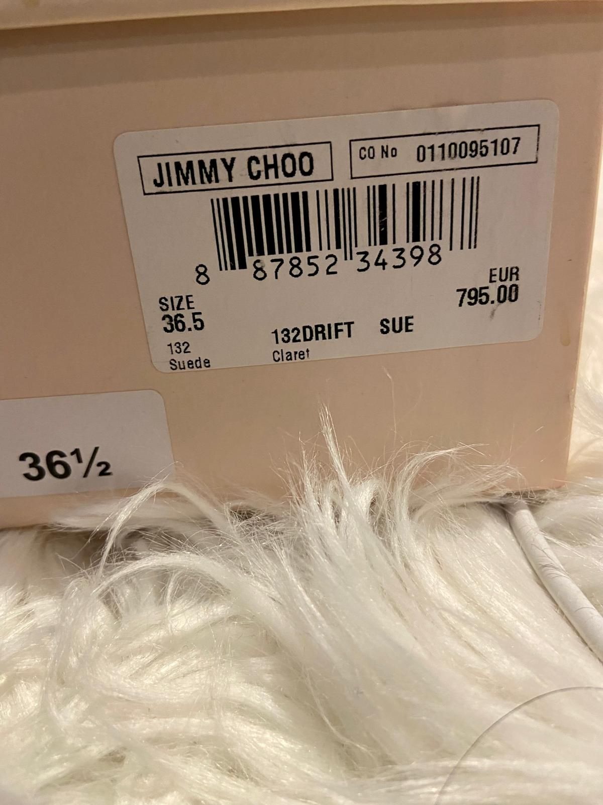 Отворени боти на висок ток  от набук бургунди Jimmy Choo 36,5